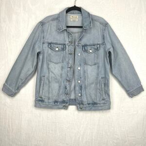 Madewell Jean Jacket Women’s Small The Oversized Trucker Denim Coat Light Blue